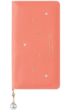 Qua phone QX用 パールチャーム付きブックタイプケース ピンク