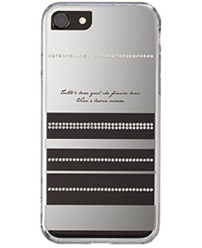 iPhone7用 メタルデコレーションハイブリッドカバー / silver line